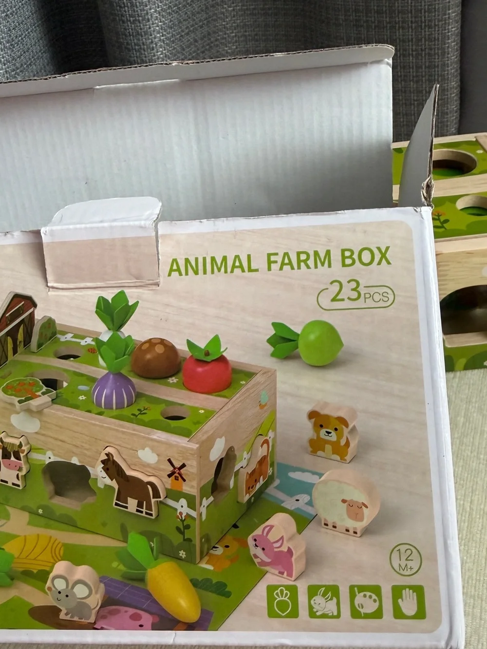 Wooden Farm Vegetable Sorting Toy - Green